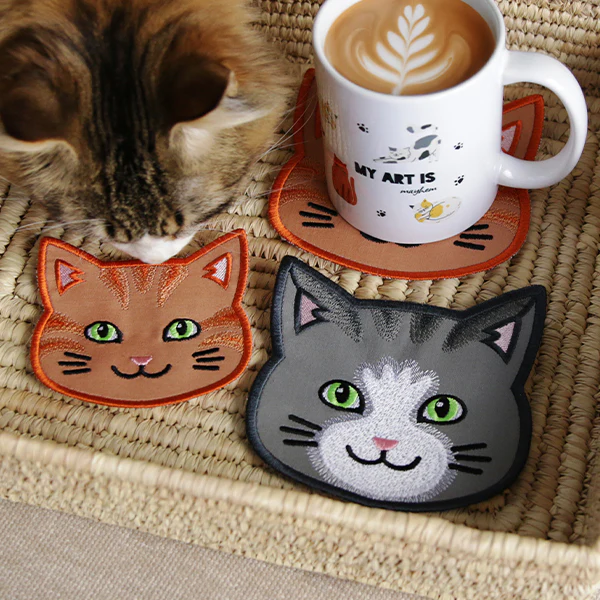 A Cat Face Coasters (In-the-Hoop) Design Pack - Image 12