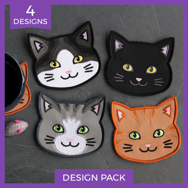 A Cat Face Coasters (In-the-Hoop) Design Pack - Image 17