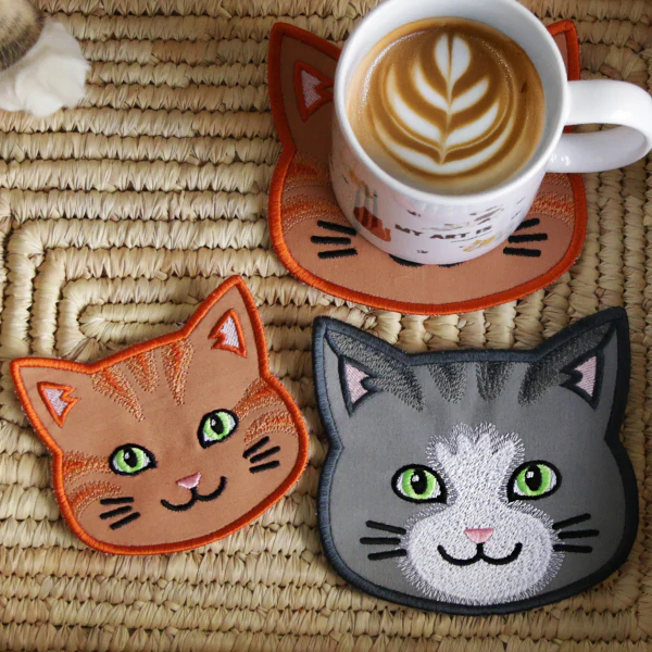 A Cat Face Coasters (In-the-Hoop) Design Pack - Image 18