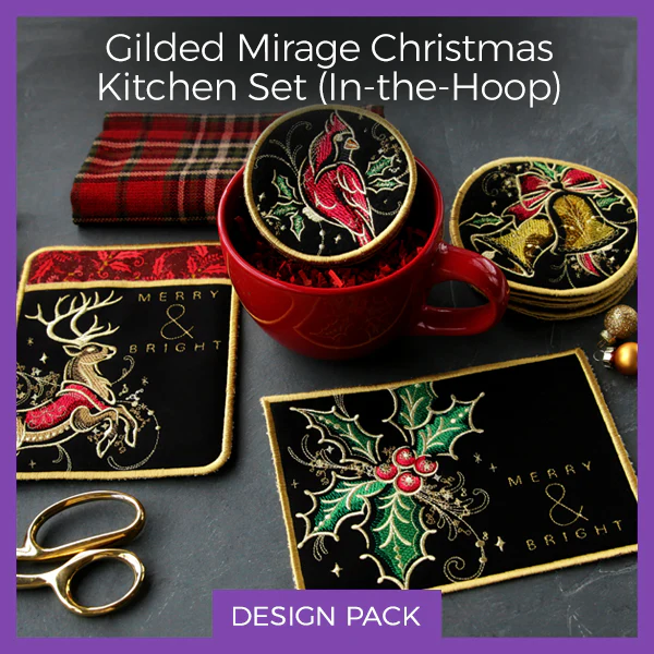 A Gilded Mirage Christmas Kitchen Set (In-the-Hoop) Design Pack - Image 5