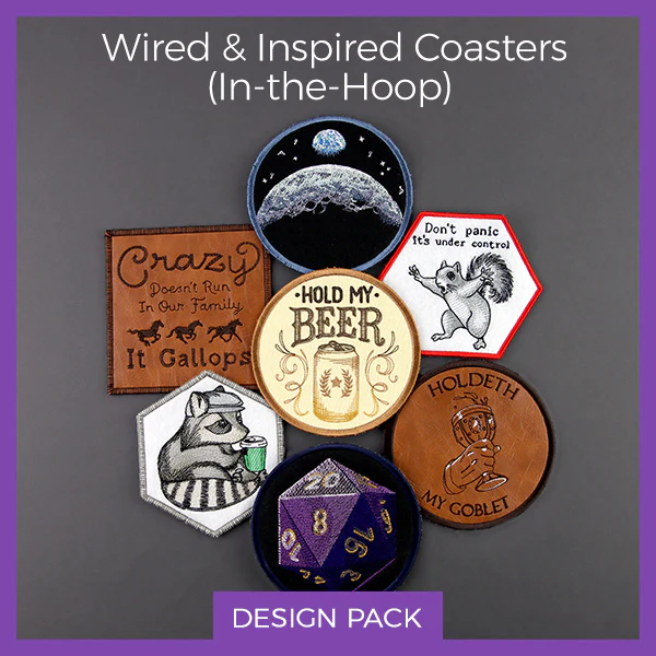 A Wired & Inspired Coasters (In-the-Hoop) Design Pack - Image 2