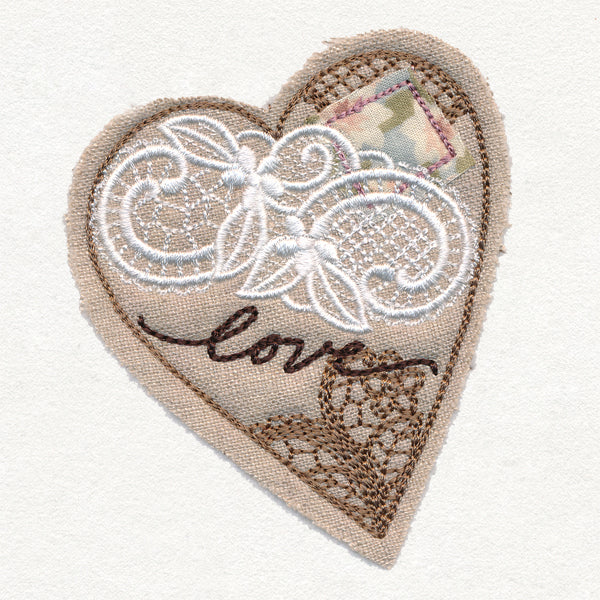 Antique Collage Heart (Applique) - Image 3