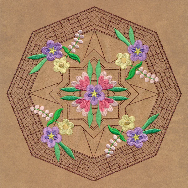 Blooming Desert Trapunto Mandala