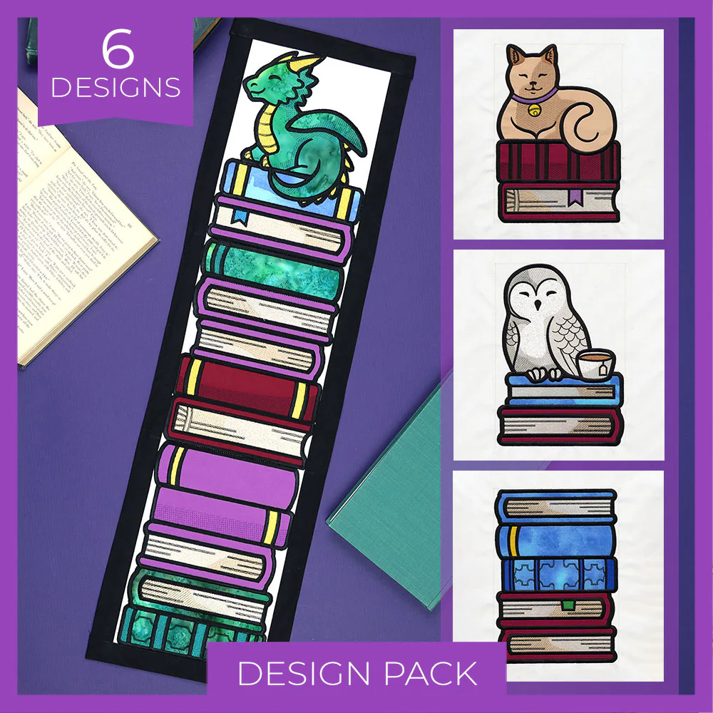 Book Stack Buddies (Applique) Design Pack - Image 8