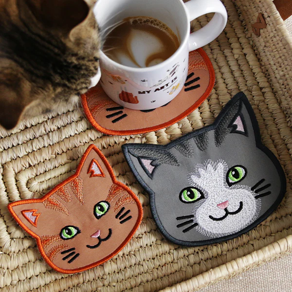 Cat Face Coasters - Orange Tabby (In-the-Hoop) - Image 22