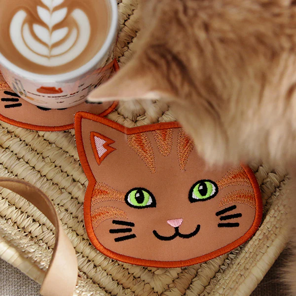 Cat Face Coasters - Orange Tabby (In-the-Hoop) - Image 9
