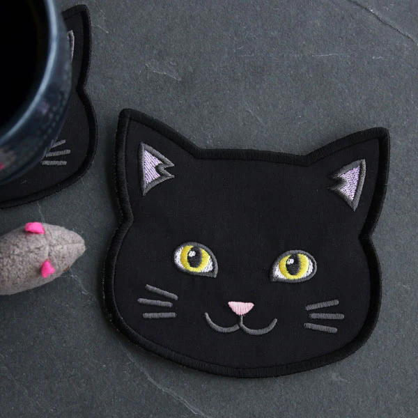 Cat Face Coasters - Solid Color (In-the-Hoop) - Image 6