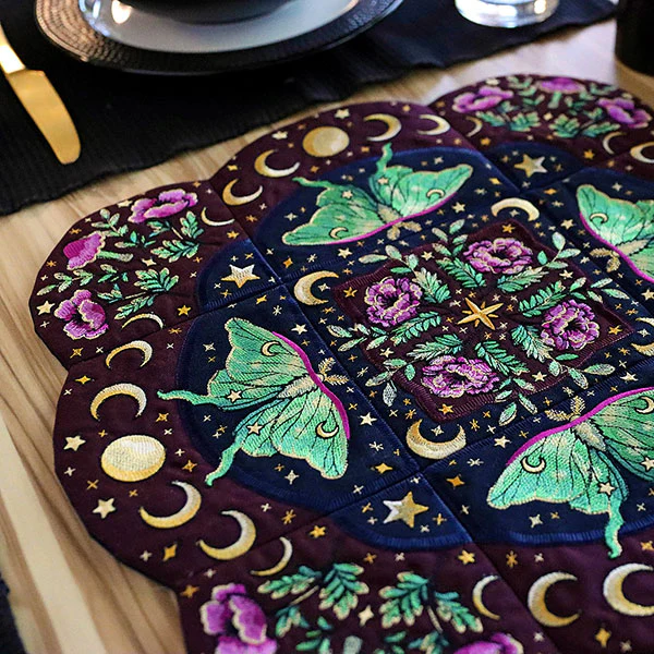 Celestial Botanical Luna Moth Table Center Set (Applique) - Image 33