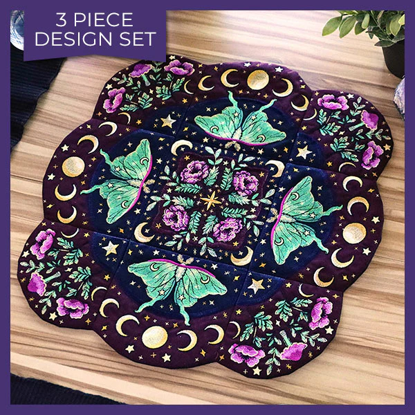 Celestial Botanical Luna Moth Table Center Set (Applique) - Image 8