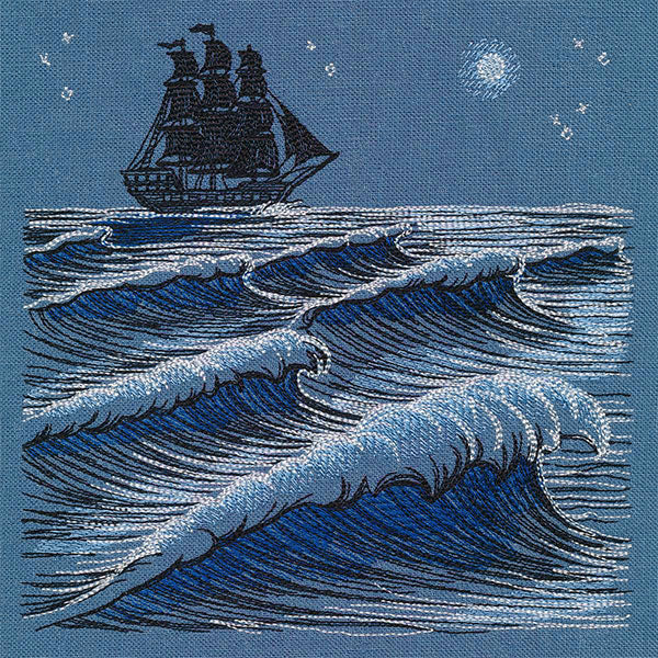 Clipper Ship at Midnight Ocean Scene - Image 3