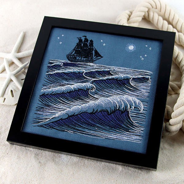 Clipper Ship at Midnight Ocean Scene - Image 8