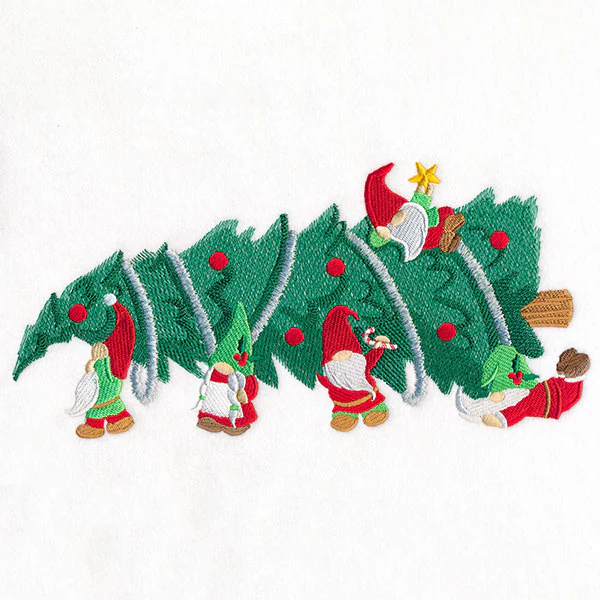 Deck the Halls Christmas Tree Gnome Border