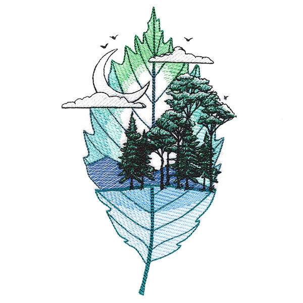 Dreamy Forest Leaf Silhouette Scene - Image 4