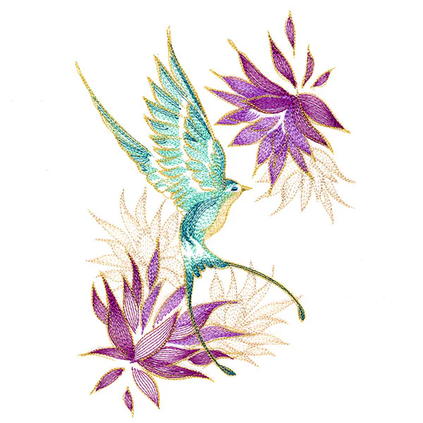 Elegant Swallow and Blooms