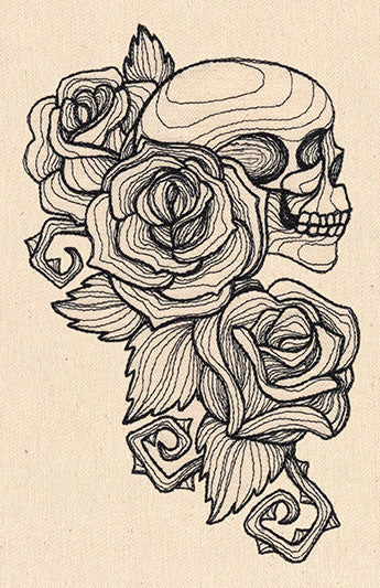 Engraved Skull and Roses - Image 2