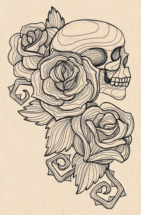 Engraved Skull and Roses - Image 4
