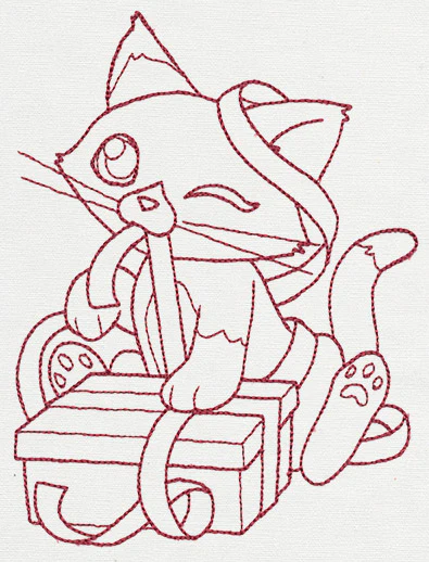 Feline Festive Outlines - Kitty Present - Image 3