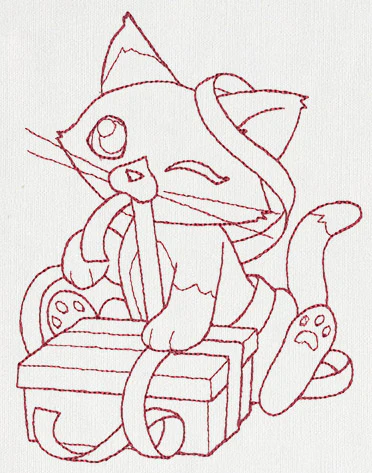 Feline Festive Outlines - Kitty Present - Image 4
