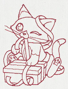 Feline Festive Outlines - Kitty Present - Image 5