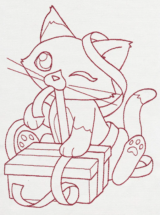 Feline Festive Outlines - Kitty Present - Image 6