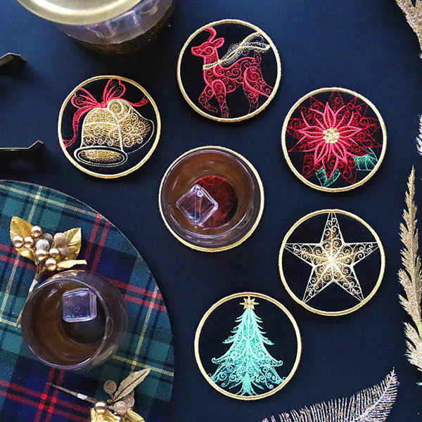 Festive Flair Coaster – Star (In-the-Hoop) - Image 4