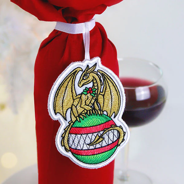 Festive Tidings Dragon Ornament (In-the-Hoop) - Image 2