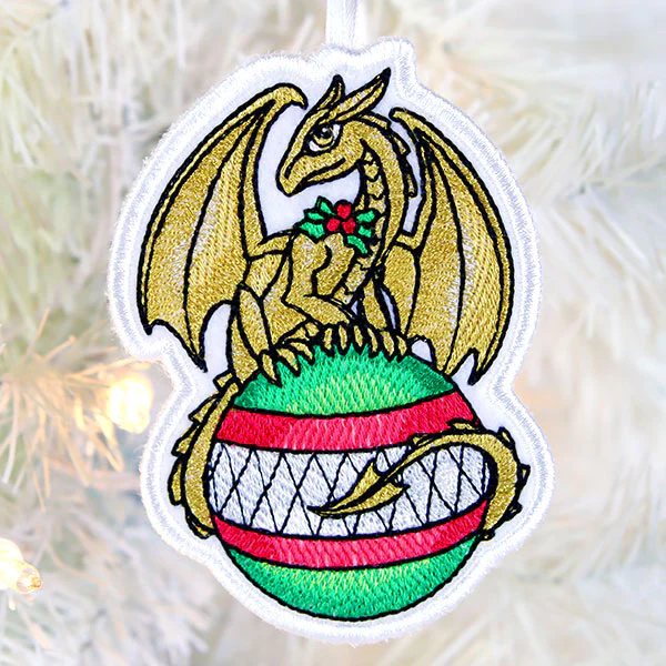Festive Tidings Dragon Ornament (In-the-Hoop) - Image 3
