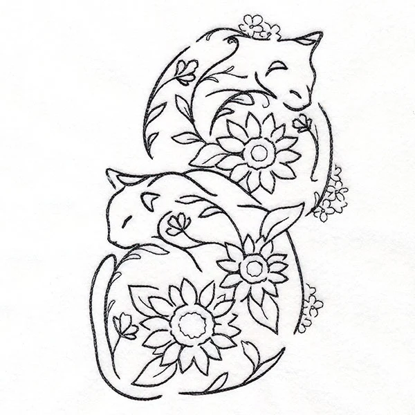 Floral Feline - Curled Up Kitties - Image 2