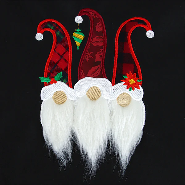 Fluffy Christmas Gnome Trio (Applique)