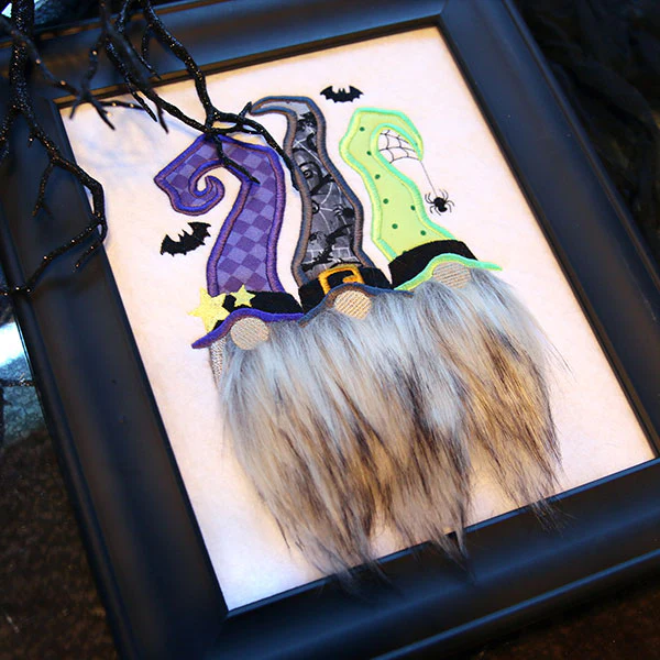 Fluffy Halloween Gnome Trio (Applique) - Image 2