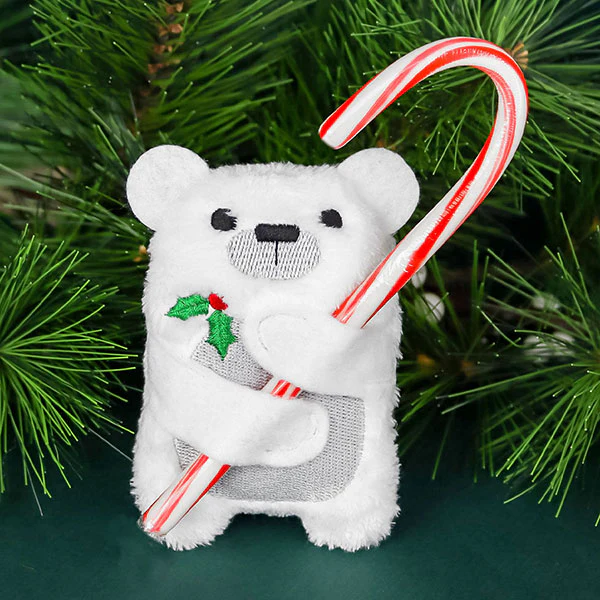 Fluffy Polar Bear Candy Cane Holder (In-the-Hoop)