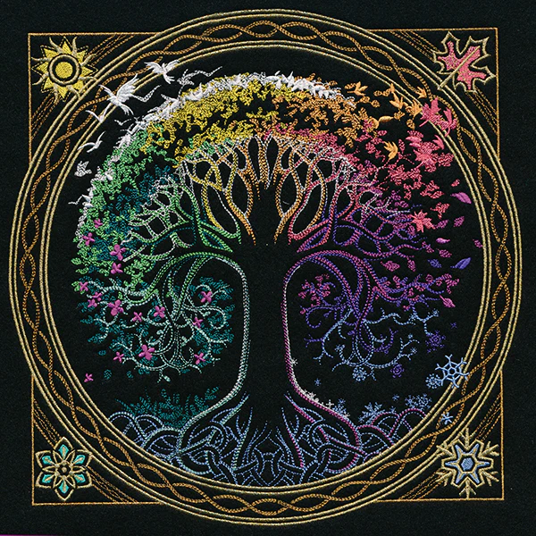 Four Seasons Kaleidoscope Tree Square