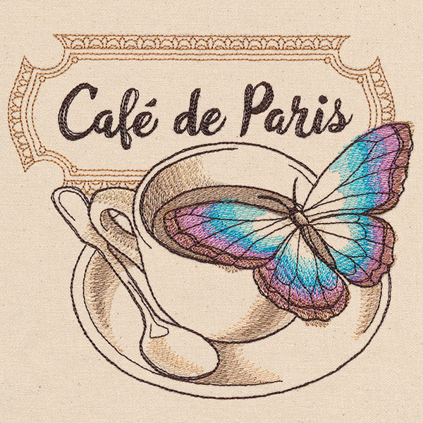 French Cafe - Coffee Cup with Butterfly - Image 3