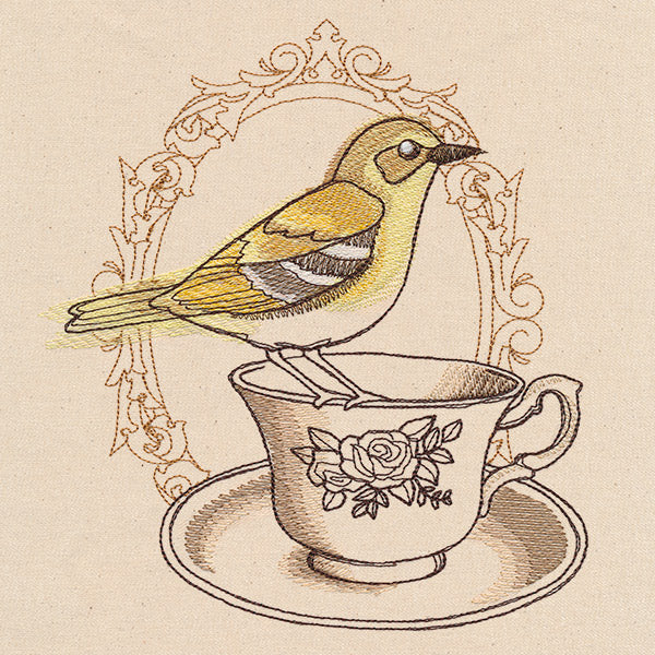 French Cafe - Teacup with Bird - Image 2