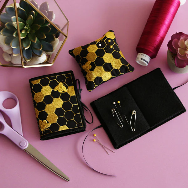 Gilded Honeycomb Pillow Pincushion (In-the-Hoop) - Image 4