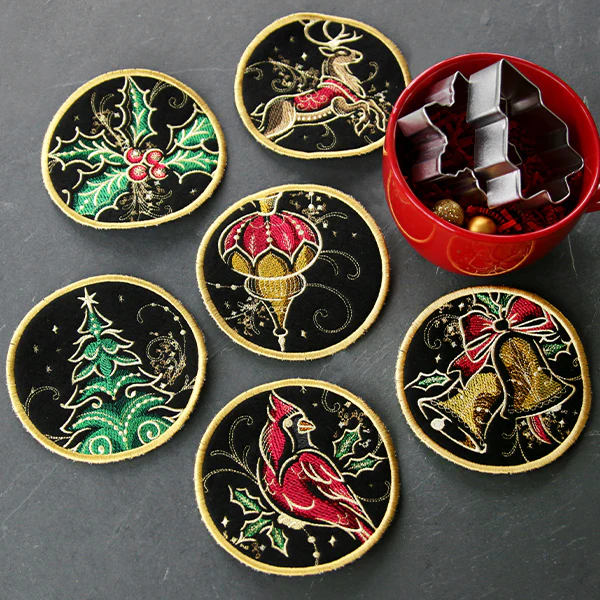 Gilded Mirage Coaster - Reindeer (In-the-Hoop) - Image 2