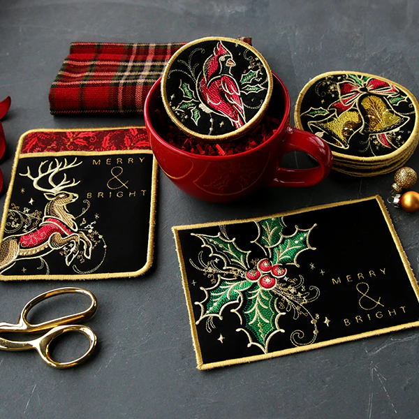 Gilded Mirage Holly Mug Rug (In-the-Hoop) - Image 5
