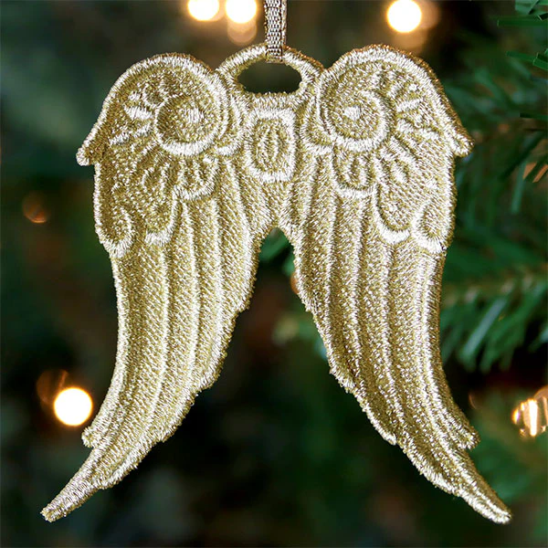 Gilded Texture Christmas Ornament - Angel Wings (Freestanding)