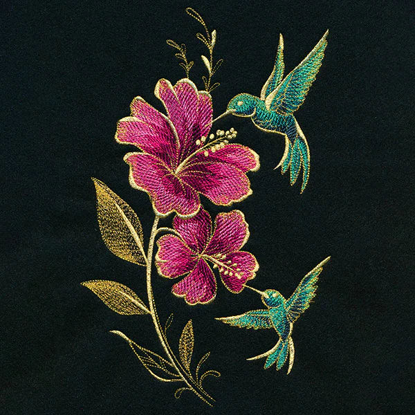 Glimmering Garden - Hummingbirds and Hibiscus - Image 5