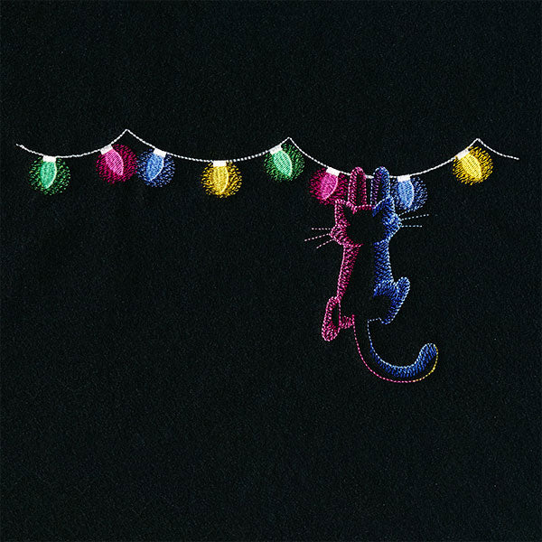 Hanging On Christmas Lights Cat - Image 3
