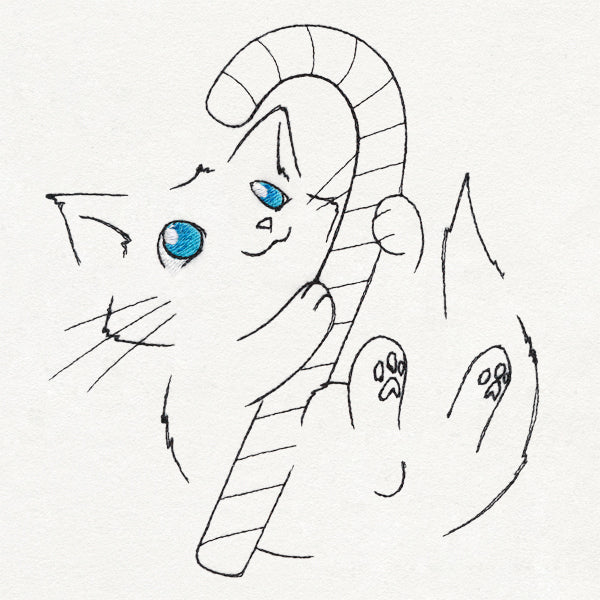 Meowy Christmas Cat with Candy Cane - Image 2
