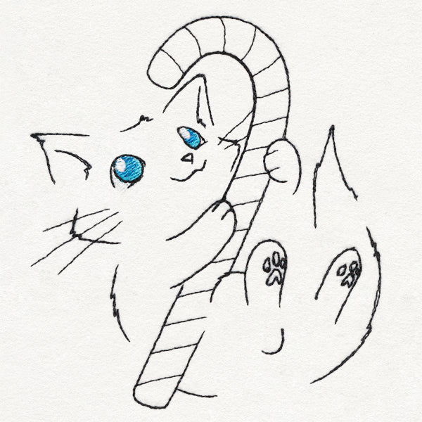 Meowy Christmas Cat with Candy Cane - Image 3