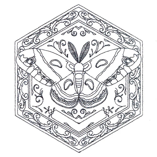 Moth in Flight Hexagon - Image 5