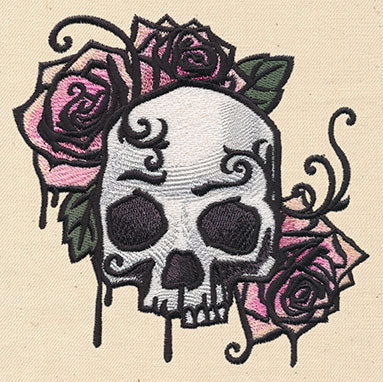 Painted Skull and Roses - Image 2