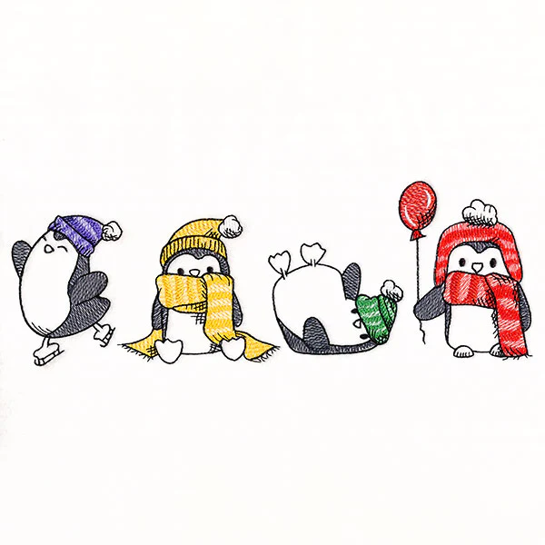 Penguins in Winter Border