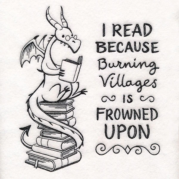 Reading Book Stack Dragon