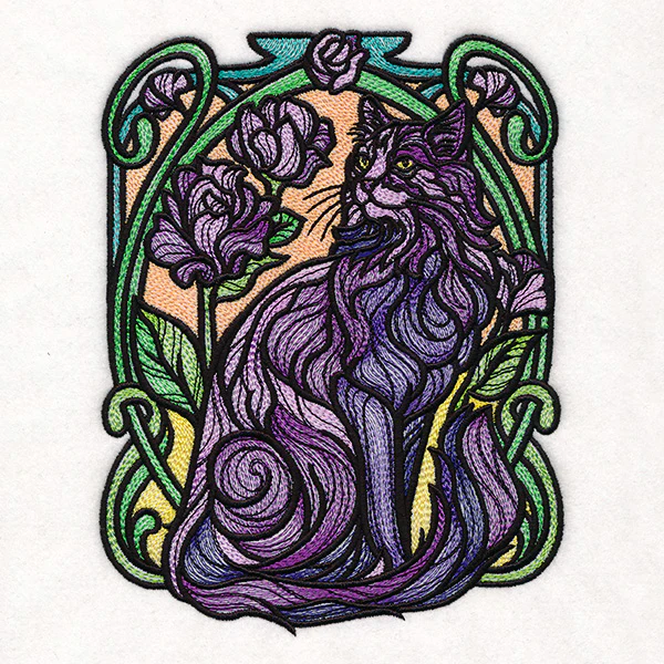 Stained Glass Art Nouveau Cat - Image 3