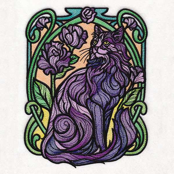 Stained Glass Art Nouveau Cat - Image 6