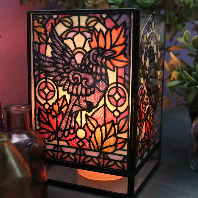 Stained Glass Fall Raven - In Flight - Image 2
