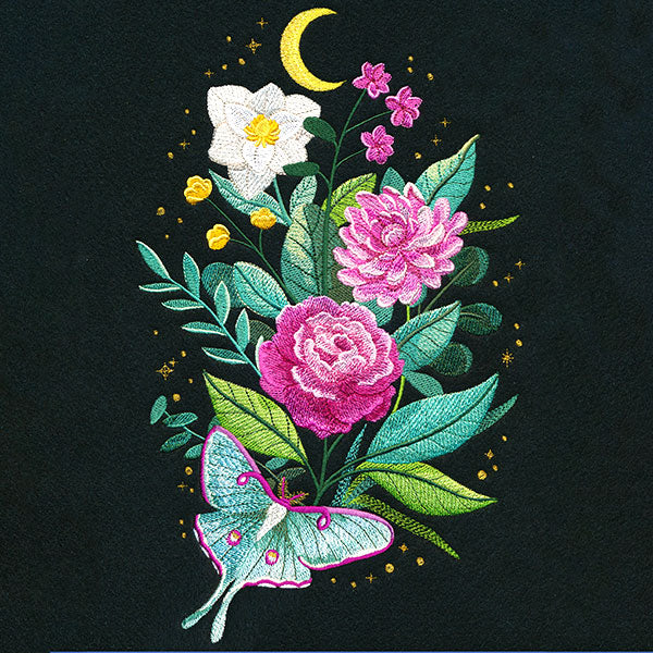 Starry Night Luna Moth & Blooms - Image 11